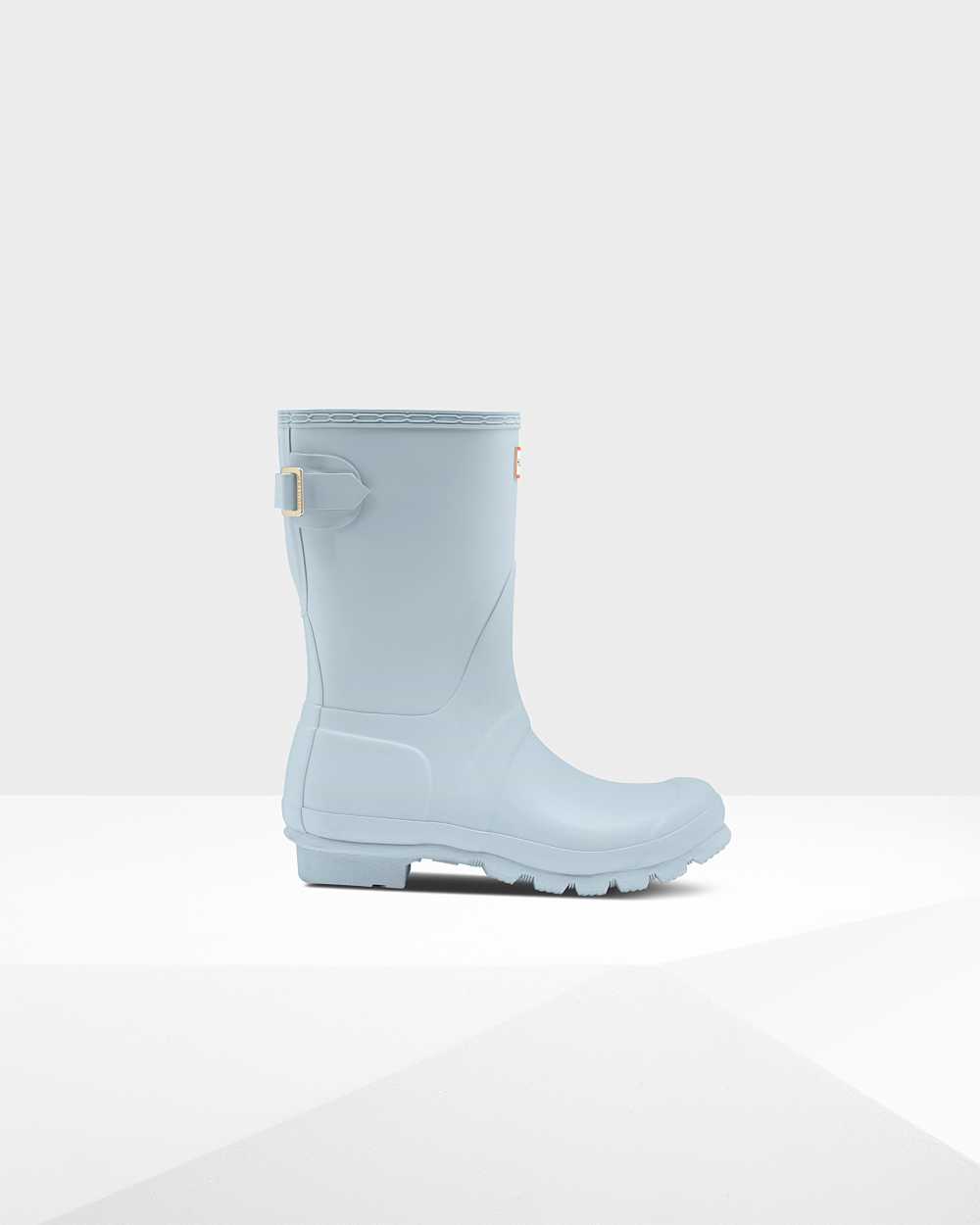 Hunter Original Short Back Adjustable Women's Rain Boots NZ-77230D Grey/Blue